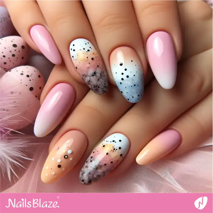 Easter Watercolor Effect Nails with Speckled Egg Design | Easter Nails - NB3536